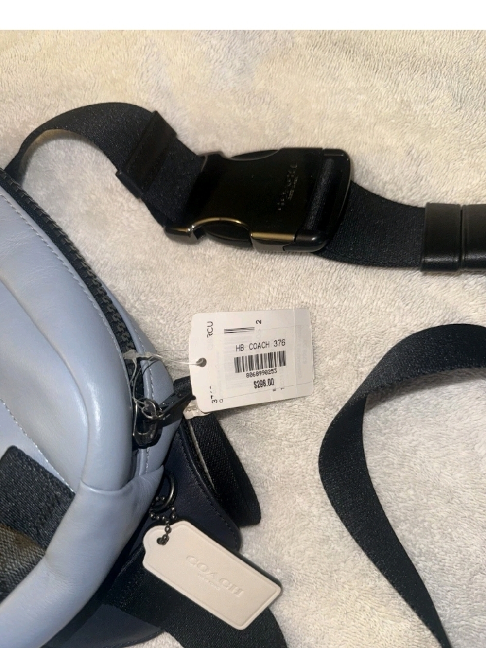 COACH Edge Belt Bag / Fanny Pack - Signature Light Grey /Blue With Strap - NEW - Picture 7 of 8